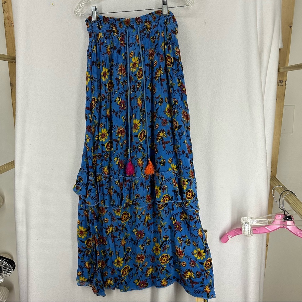 Out From‎ Under Urban Outfitters Floral Maxi Skirt Petite Small Blue